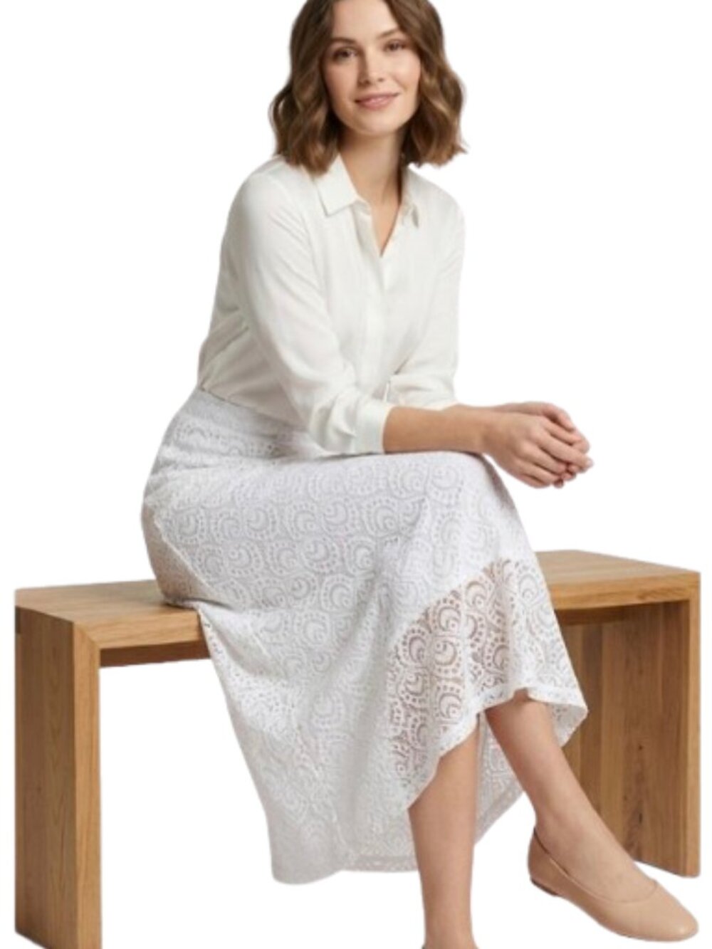 Cato NWT White Lace Crochet Eyelet Maxi Skirt Boho Romantic A-Line Size 14/16W